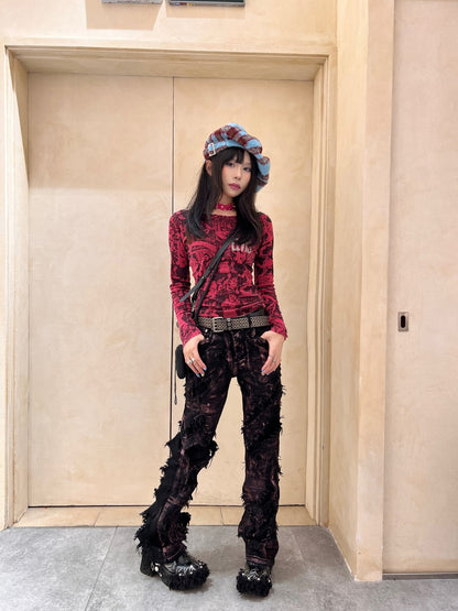 Women's Rose Gold Wax-Coated Jeans - Mid-Rise Straight Leg Denim