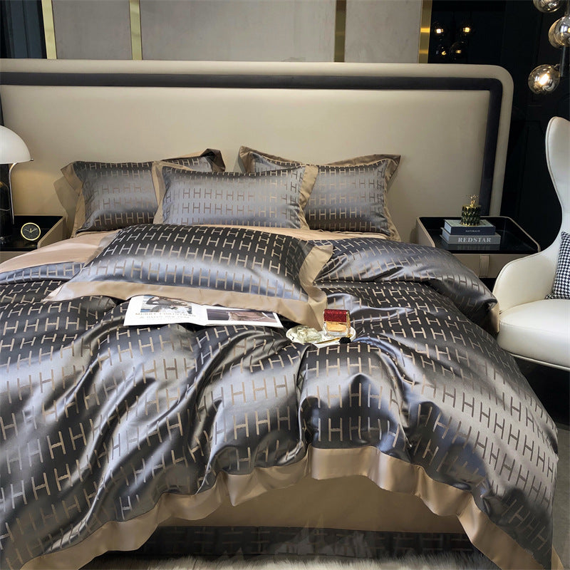 Premium European Silk-Cotton Blend 4-Piece Bedding Set - Luxury Duvet Cover Collection