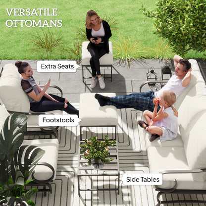 5-Piece Outdoor Patio Furniture Set | 3-Seat Sofa, 2 Rocking Armchairs & 2 Ottomans | Beige
