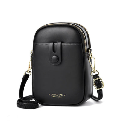 Fashion Bucket Crossbody Cell Phone Bag - Color Block PU Leather Mini Bag