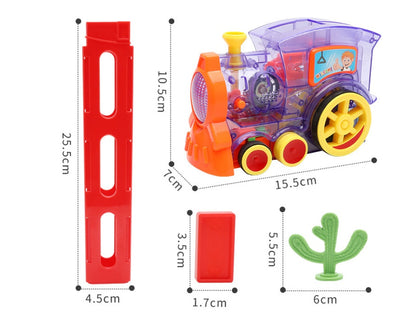 Automatic Domino Train Toy - Electric Building Blocks Train with 100 Dominoes