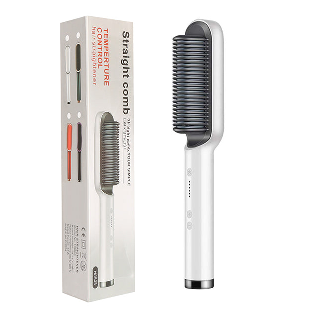 2-in-1 Hair Straightener & Curling Comb | Tourmaline Ceramic | Negative Ion Electric Hair Brush