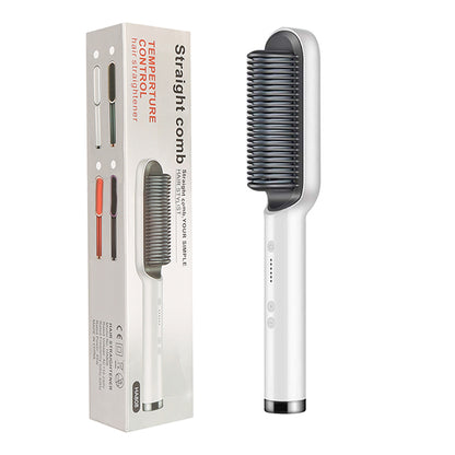 2-in-1 Hair Straightener & Curling Comb | Tourmaline Ceramic | Negative Ion Electric Hair Brush