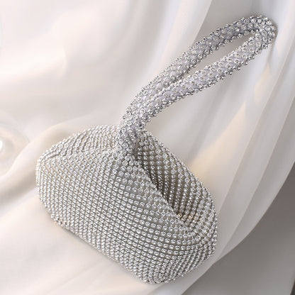 Elegant Rhinestone Evening Clutch - Dumpling Style Party Bag