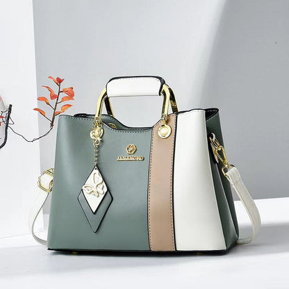 Color Block PU Leather Tote Bag - Casual Crossbody Shoulder Bag