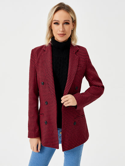 Women's Double Breasted Blazer - Long Sleeve Work Office Jacket
