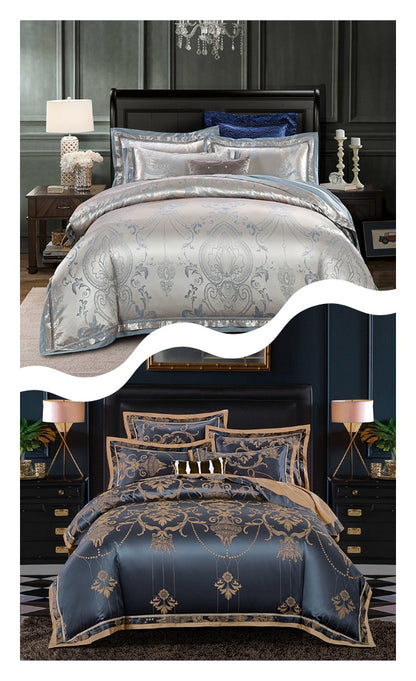 Luxury Cotton Jacquard Bedding Set - 100% Long-Staple Cotton Duvet Cover Set