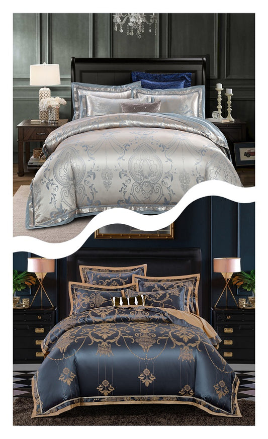 Luxury Cotton Jacquard Bedding Set - 100% Long-Staple Cotton Duvet Cover Set