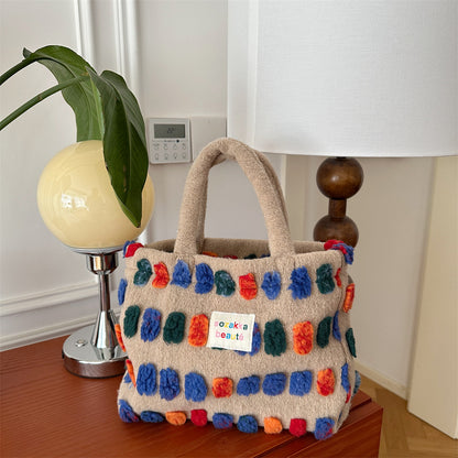 Plush Bucket Crossbody Bag - Soft Shoulder Bag with Multiple Compartments