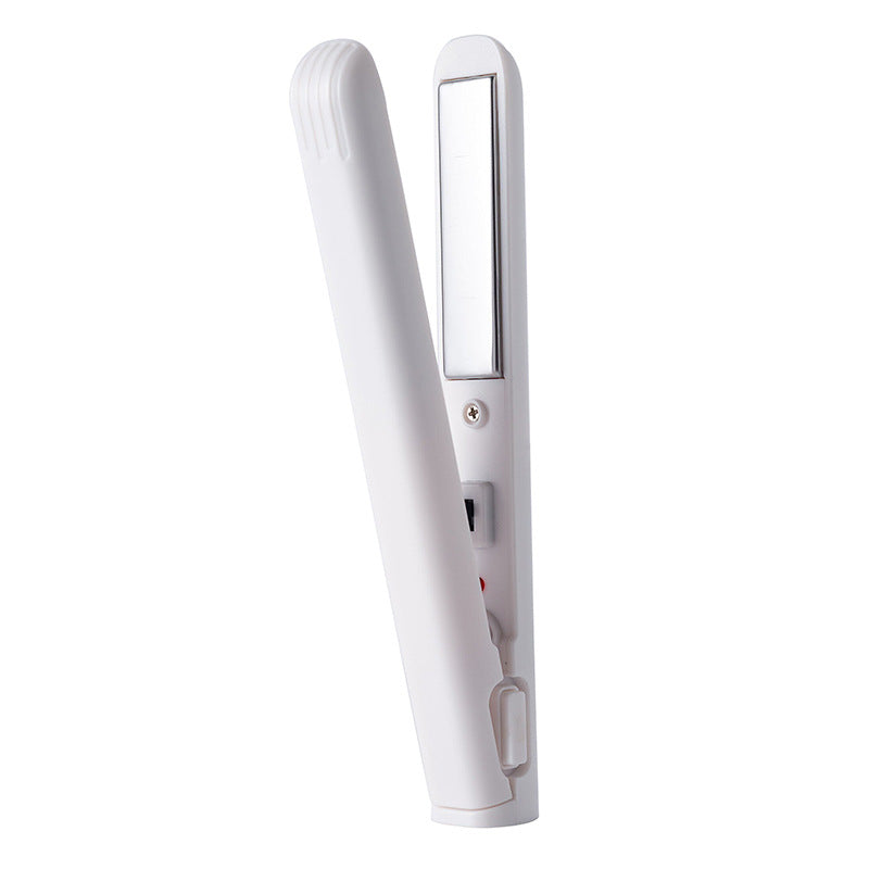 USB Mini 2-in-1 Hair Curler & Straightener | Portable Dual-Use Styling Tool | Dark Green, Pink, White, Blue