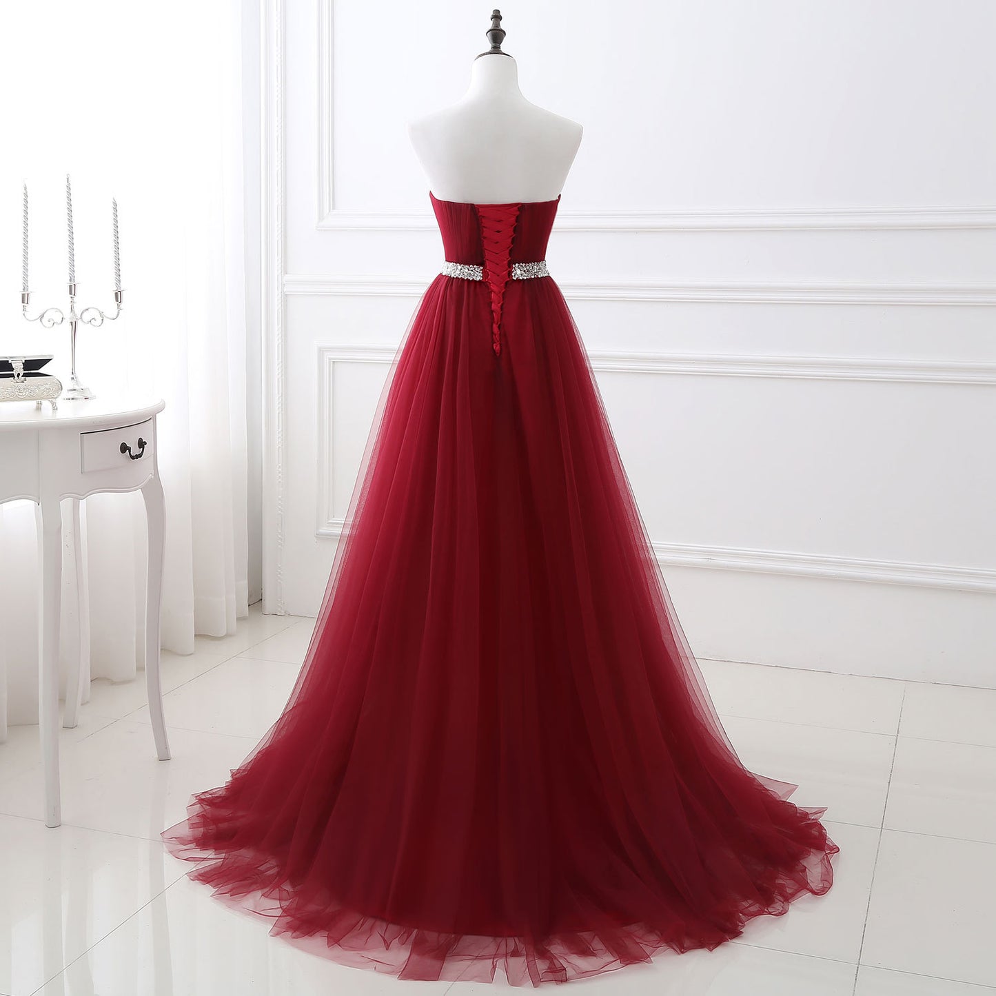 Wedding Bride Long Slim Evening Dress - A-Line Tube Top Sleeveless Gown with Straps