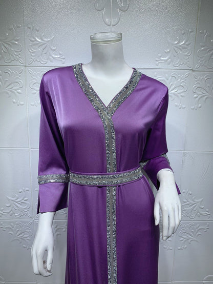 Women's Turkish Long Muslim Dress - Fashion Round Neck Modest Clothing