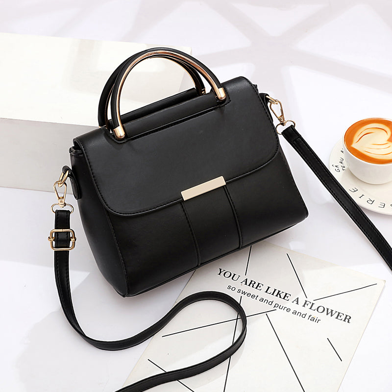 Lightweight PU Leather Crossbody Bag - Solid Color Shoulder Messenger