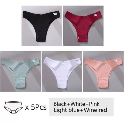 Women's Cotton Underwear 5-Piece Set - Mid-Rise Comfort Panties M-XL