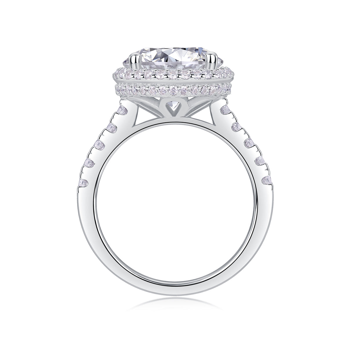 5 Carat Moissanite Sterling Silver Ring - Platinum Plated Wedding Band