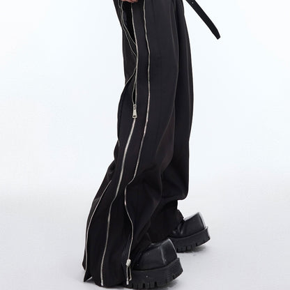 Double Layer Zipper Pants - Modern Deconstructed Design Casual Trousers