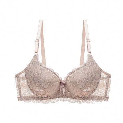 Lace Push-Up Bra - 3/4 Cup Underwire with Hollow Design