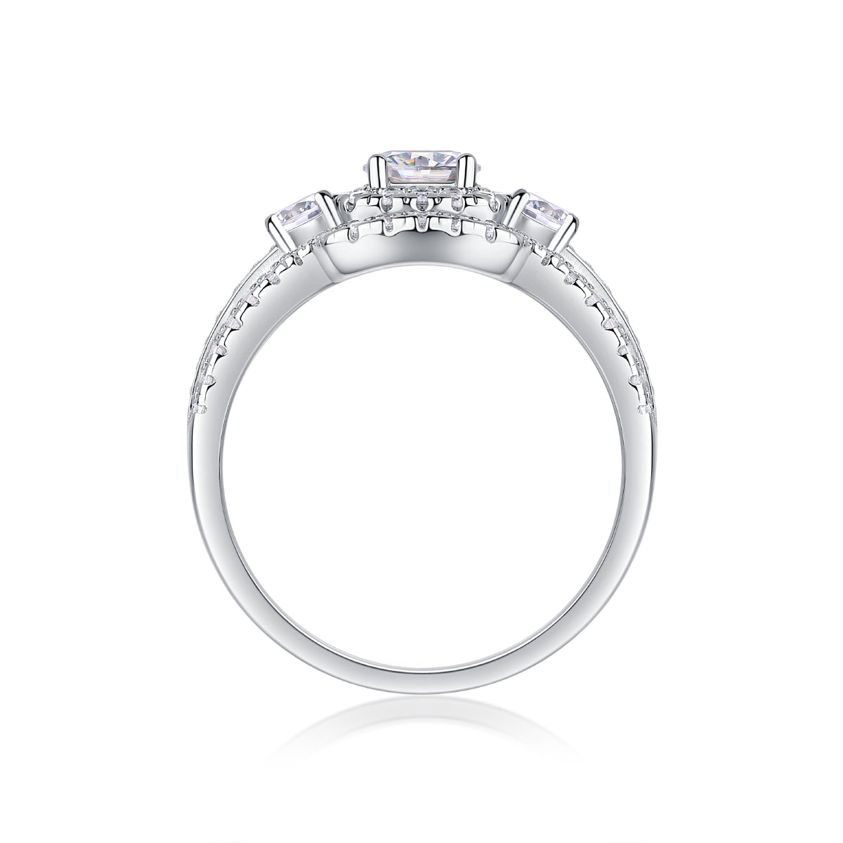 Moissanite Wedding Ring Set - 0.5 Carat S925 Sterling Silver with Gold Plating