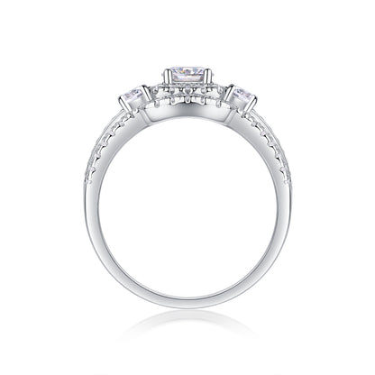 Moissanite Wedding Ring Set - 0.5 Carat S925 Sterling Silver with Gold Plating