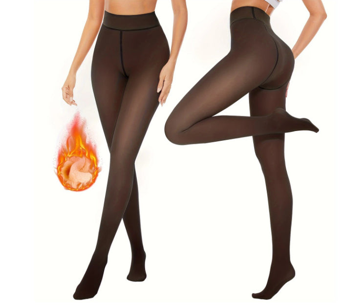 Women's Fleece Lined Tights - Thermal Leg Warmers for Autumn and Winter