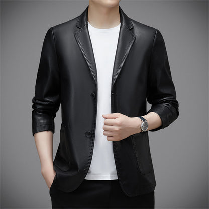 Men's Korean Style PU Leather Jacket - Classic Moto Coat