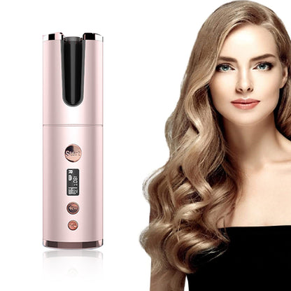 Wireless Rechargeable Automatic Rotating Curling Iron - Portable USB Hair Curler