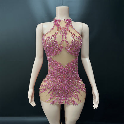 Women's Sequined Cocktail Dress - Sleeveless Bodycon Mini Dress