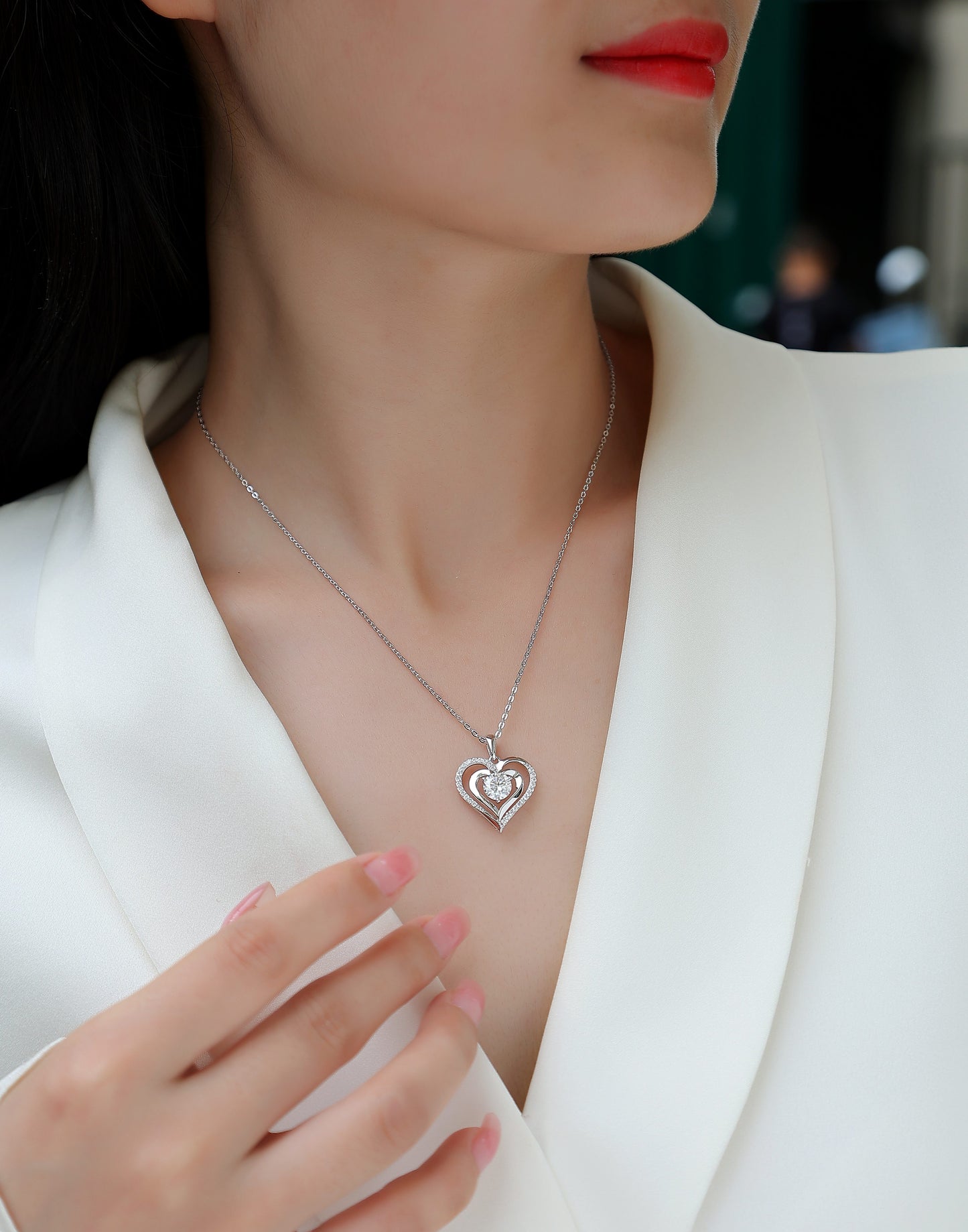 1 Carat Moissanite Pendant Necklace - S925 Silver Platinum Plated Light Luxury Jewelry