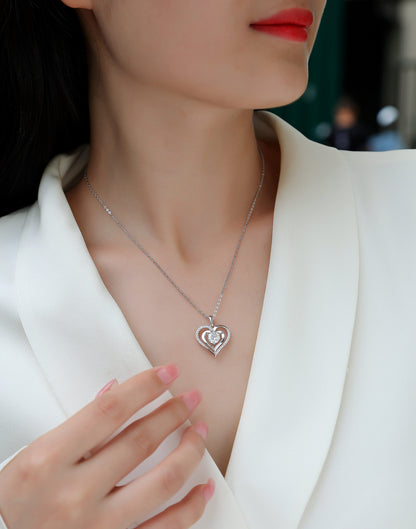 1 Carat Moissanite Pendant Necklace - S925 Silver Platinum Plated Light Luxury Jewelry