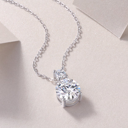 3 Carat Moissanite Pendant Necklace - S925 Silver Platinum Plated Light Luxury Jewelry