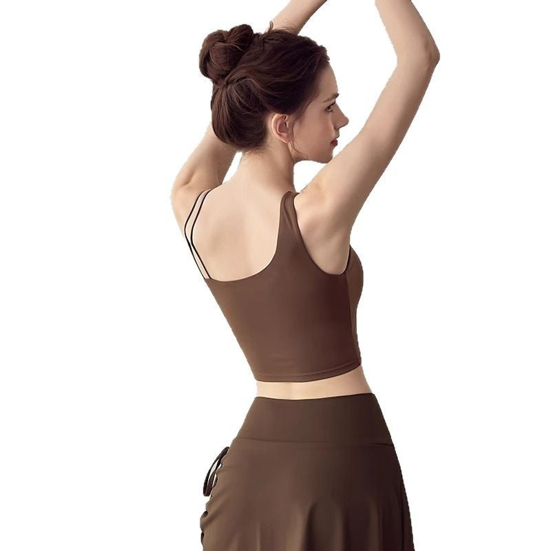 Wireless Sports Bra with Back Cutout Design - Nylon Athletic Support