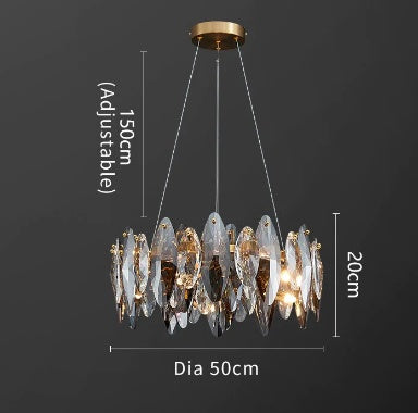 Modern Crystal Chandelier - K9 Crystal Ceiling Light with Three-Color Lighting