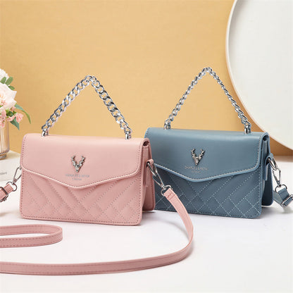 Quilted Mini Shoulder Bag with Chain Strap - Retro Style Waterproof Handbag