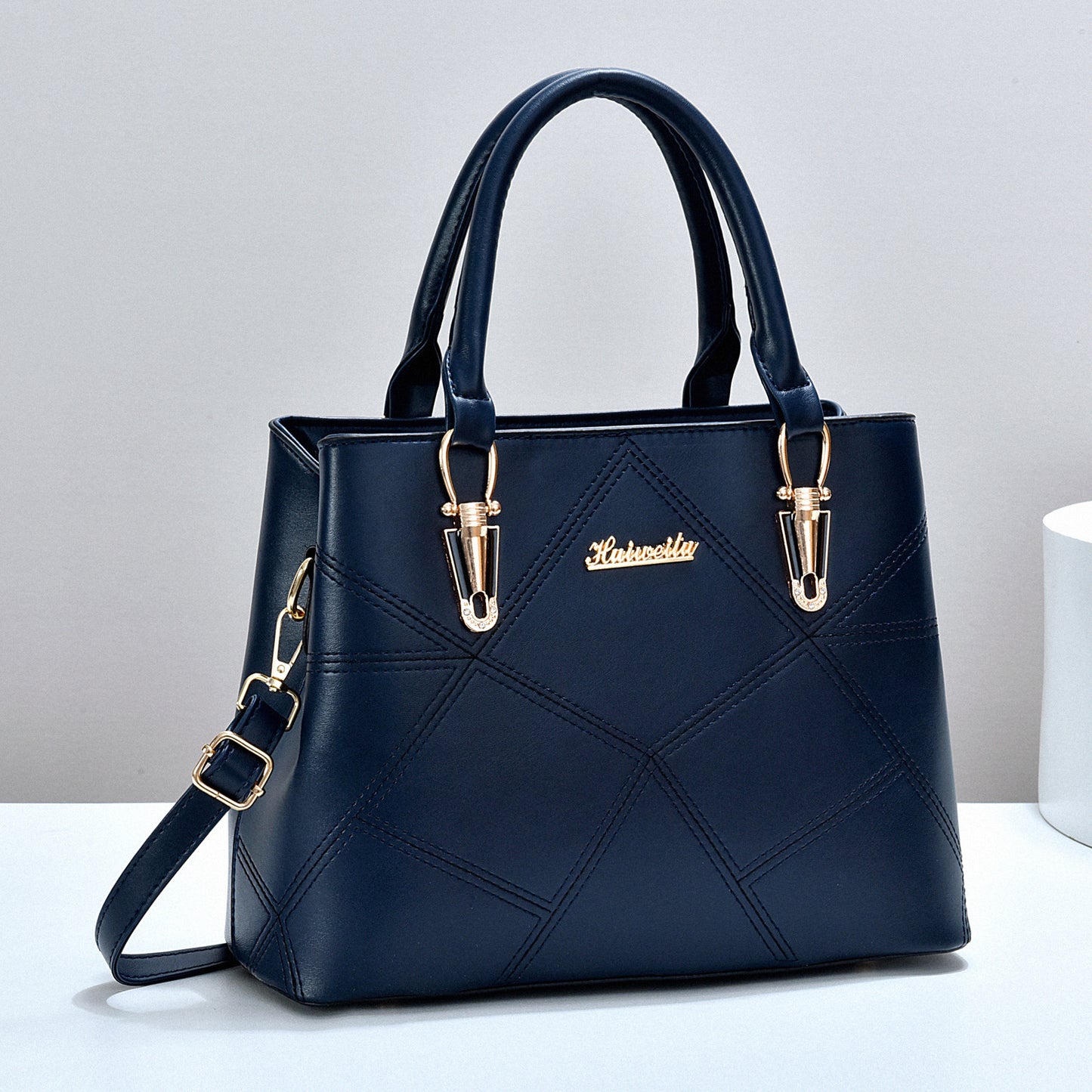 Women's Color Block Handbag - PU Leather Commuter Tote with Multiple Compartments