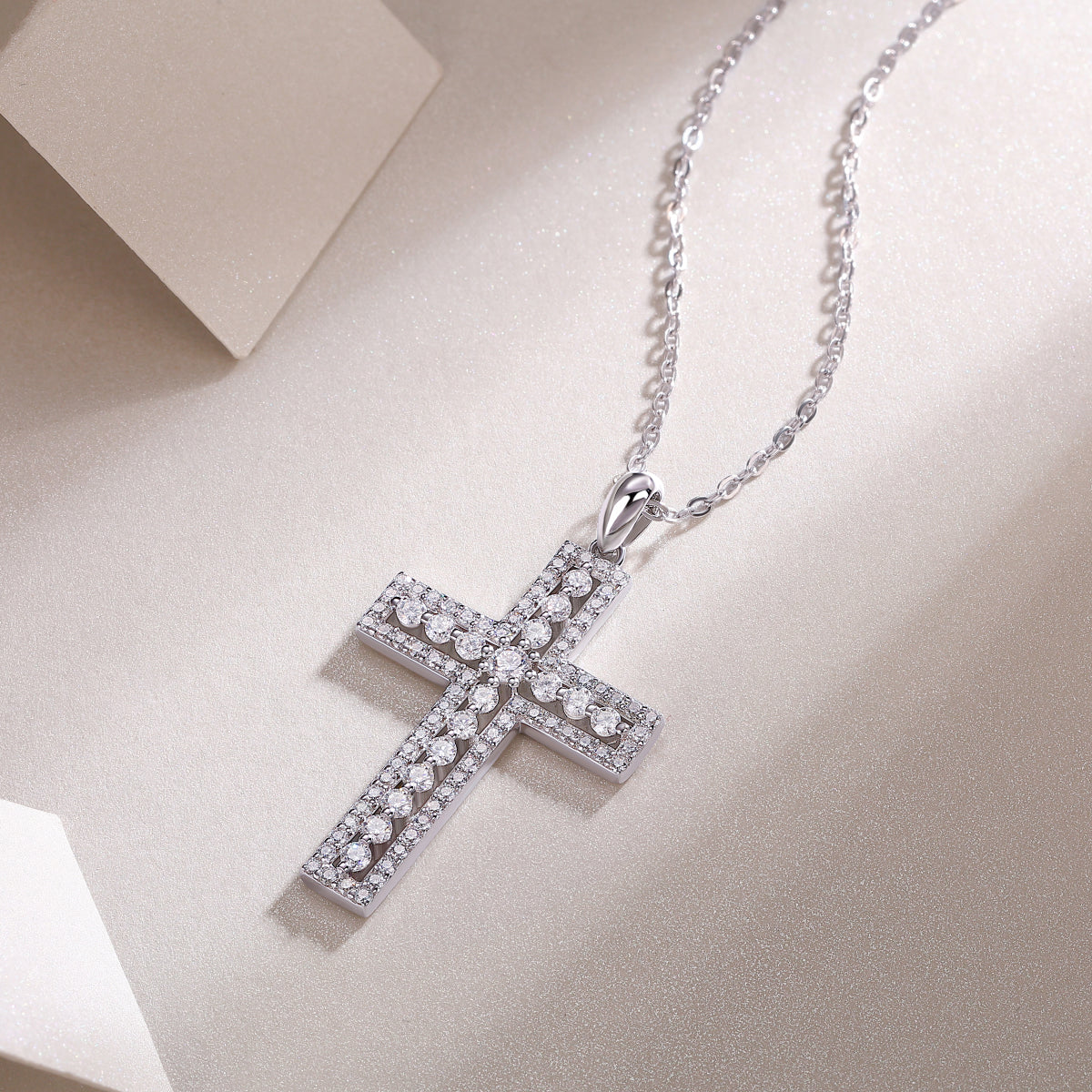 Moissanite Necklace Pendant Set - S925 Silver with Platinum Plated Gold in 3 Colors
