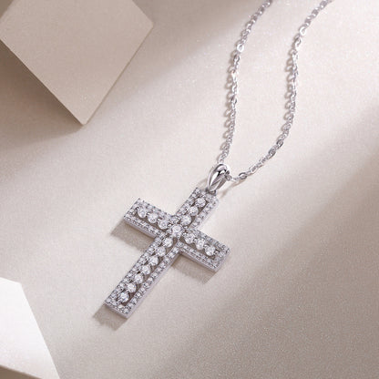 Moissanite Necklace Pendant Set - S925 Silver with Platinum Plated Gold in 3 Colors