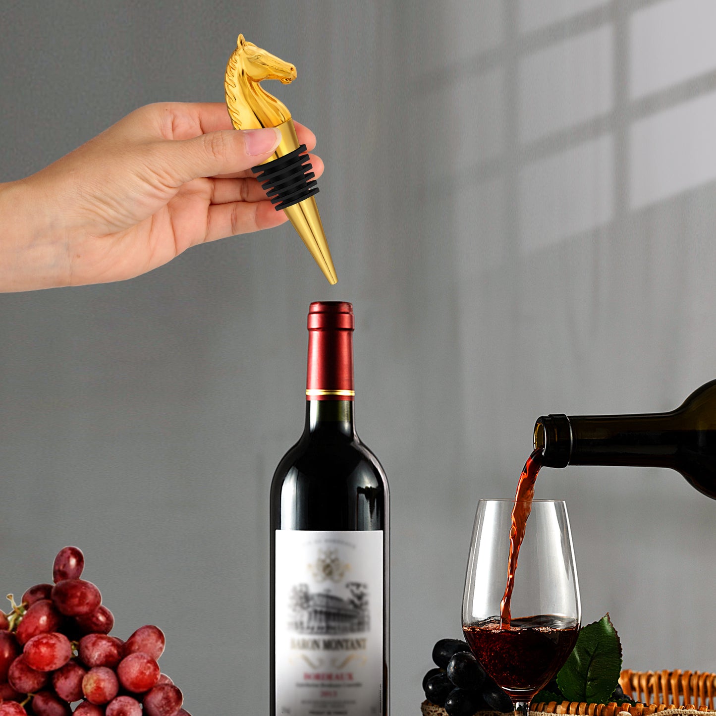 Horse Head Wine Bottle Stopper - Zinc Alloy Decorative Stopper