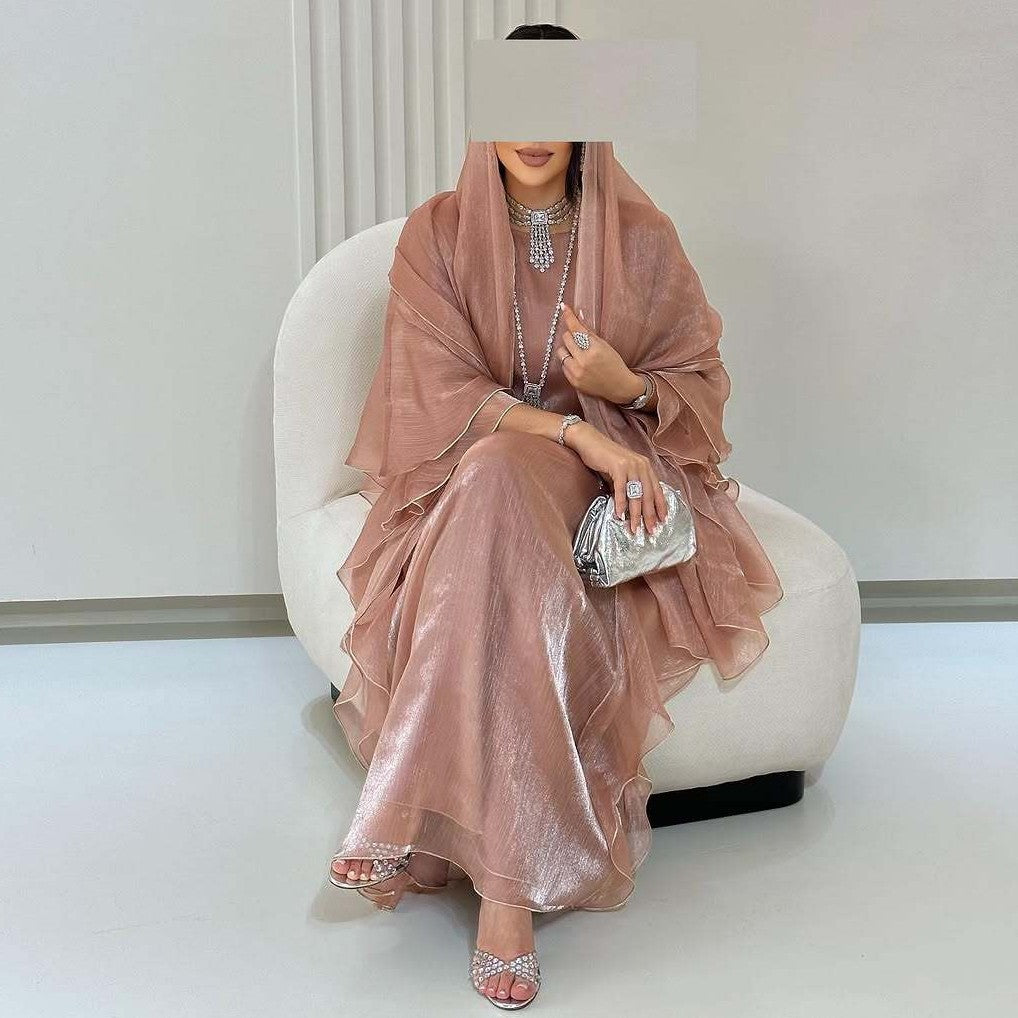 Women's Solid Color Loose Casual Cardigan Robe Dress - Long Sleeve Polyester