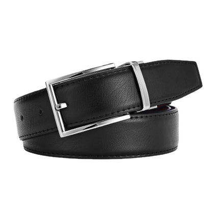 Men's Rotating Pin Buckle Genuine Leather Belt - Two-Layer Cowhide with Alloy Buckle