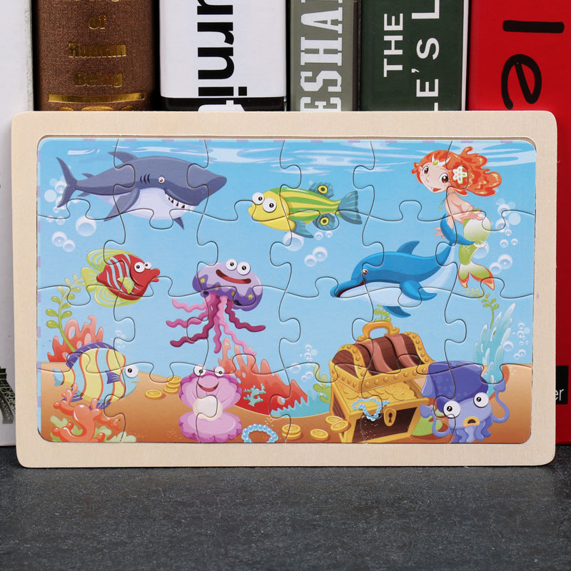Kids Wooden Jigsaw Puzzle Toy - Educational Animal & Theme Designs for Ages 3+
