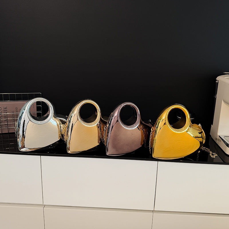 Heart-Shaped Acrylic Evening Bag - Structured Crossbody Handbag