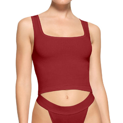 Women's Ribbed Stretch Camisole - Slim Fit Tank Top with Straps