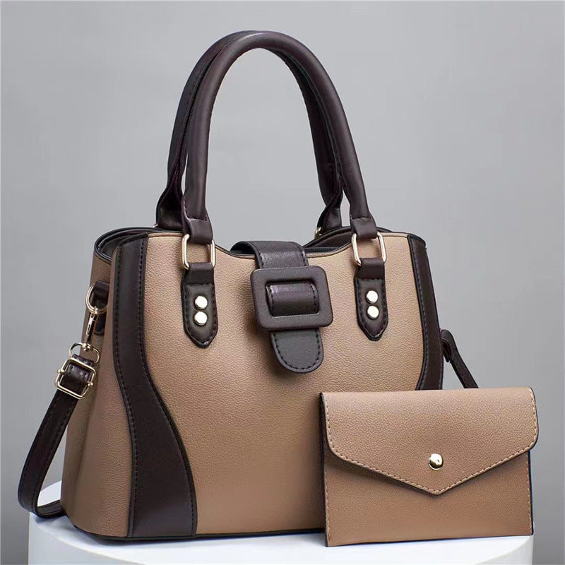 Urban Minimalist PU Leather Handbag Set - Chain Detail Tote Collection
