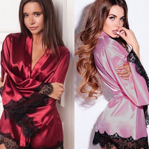 Women's Silk Lace Nightdress Pajamas - Ice Silk Sleepwear Set