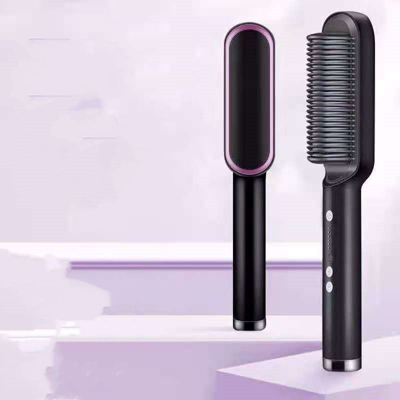 2-in-1 Hair Straightener & Curling Comb | Tourmaline Ceramic | Negative Ion Electric Hair Brush