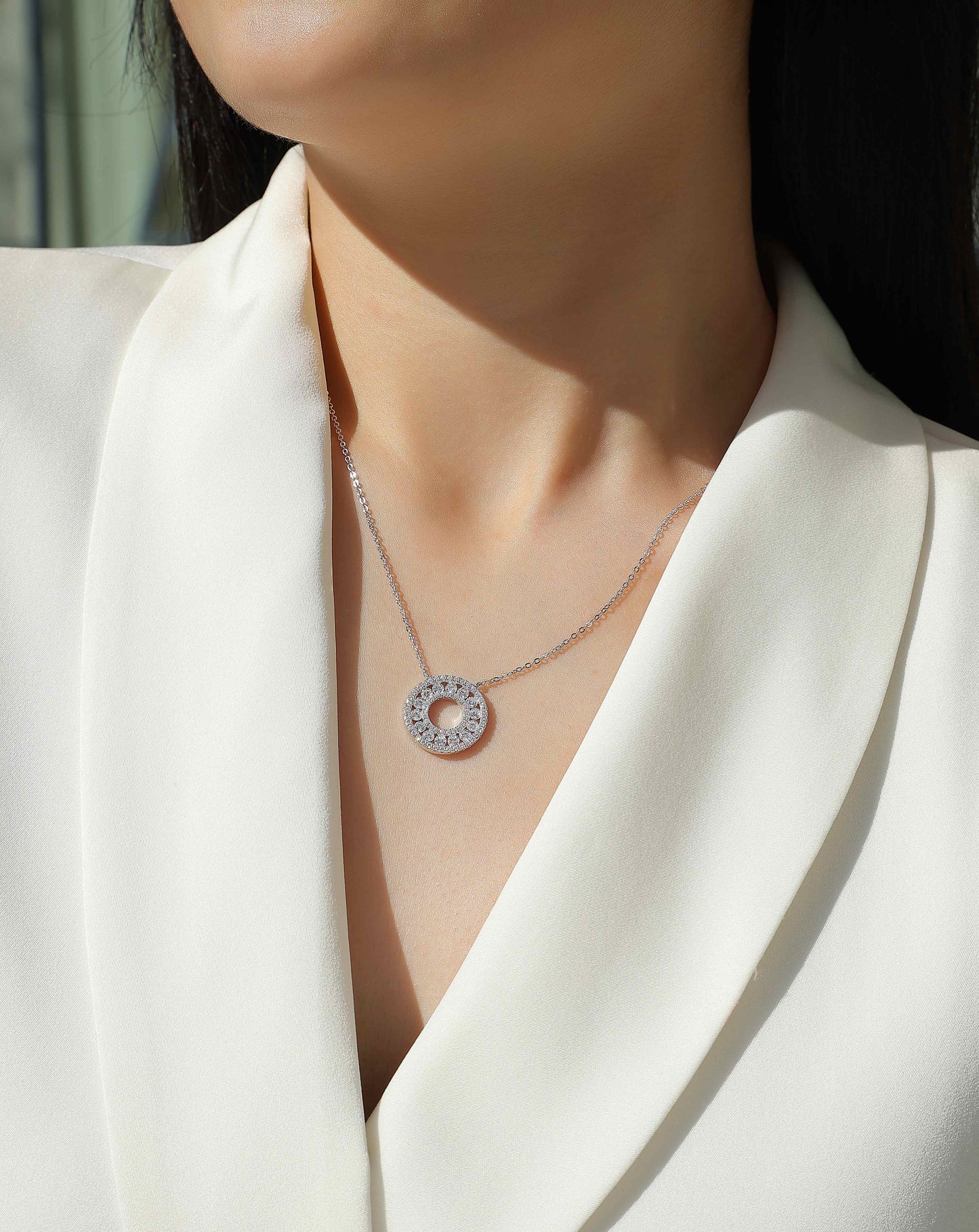 Moissanite Pendant Necklace - S925 Silver Platinum Plated Light Luxury Jewelry
