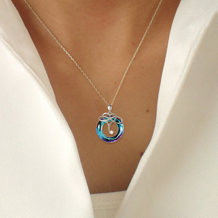 Crystal Necklace and Earrings Set - Gold-Plated Geometric Jewelry with Water Wave Chain