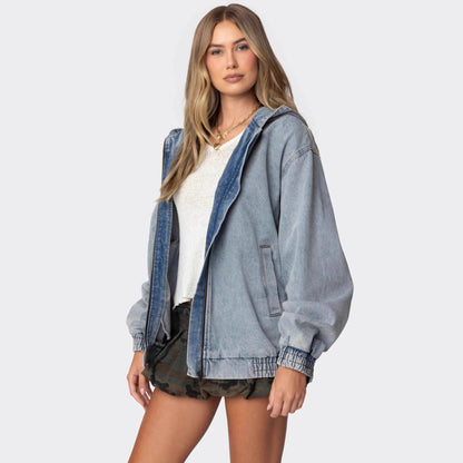 Women's Autumn Loose Versatile Long Denim Jacket - Oversized Casual Outerwear