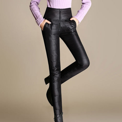 Women's Plus Size Winter Cotton Trousers - High-Waist Pencil Pants