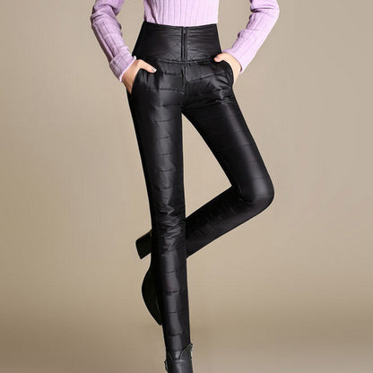 Women's Plus Size Winter Cotton Trousers - High-Waist Pencil Pants
